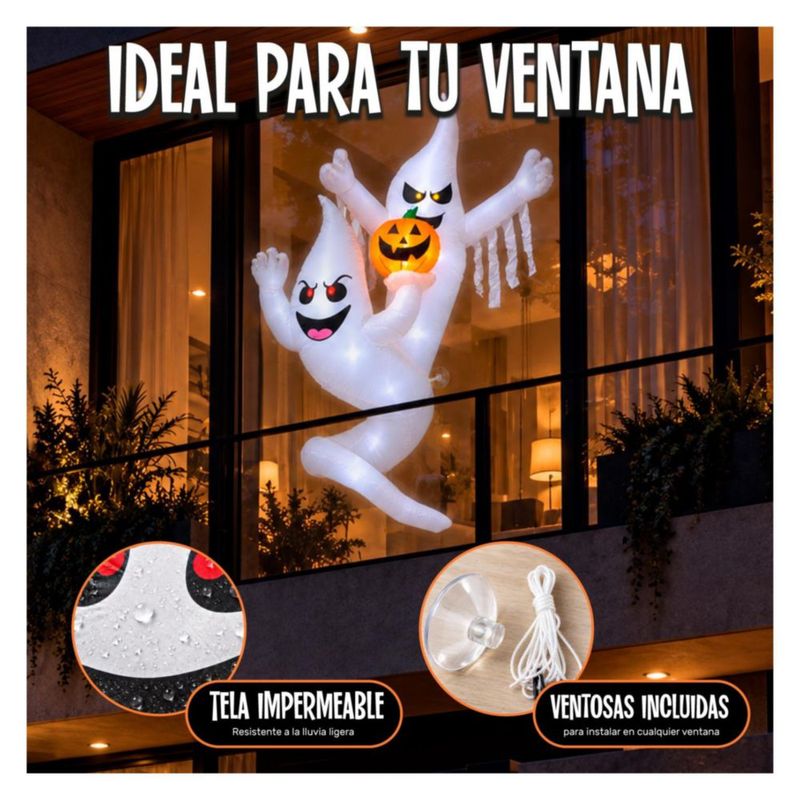 Inflable Halloween Fantasmas Espiral Calabaza 18m JARDIMEX con Luces LED Decoracion Terror para Exterior Ventana Fachada Jardin Casa Fiesta Halloween