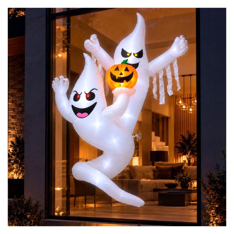 Inflable Halloween Fantasmas Espiral Calabaza 18m JARDIMEX con Luces LED Decoracion Terror para Exterior Ventana Fachada Jardin Casa Fiesta Halloween