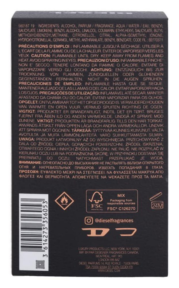 Perfume Diesel Bad Eau de Toilette en aerosol para hombre 100 ml