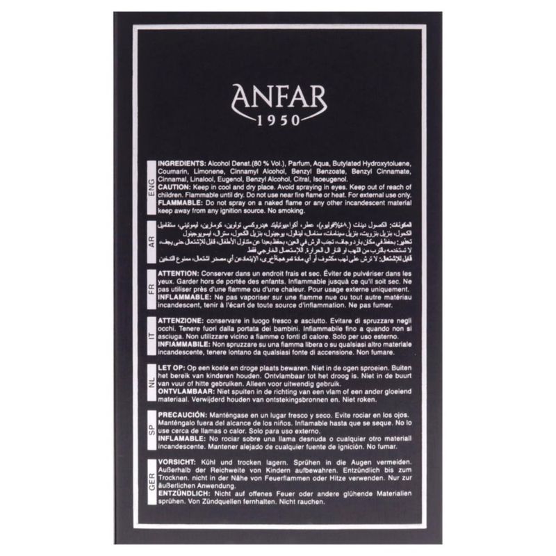 Perfume Anfar ANFAR1950 Shine All Night para Hombre 100 mL EDP