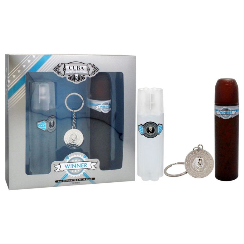 Perfume Cuba Winner para hombre en aerosol EDT de 100 ml y crema para después del afeitado de 100 ml