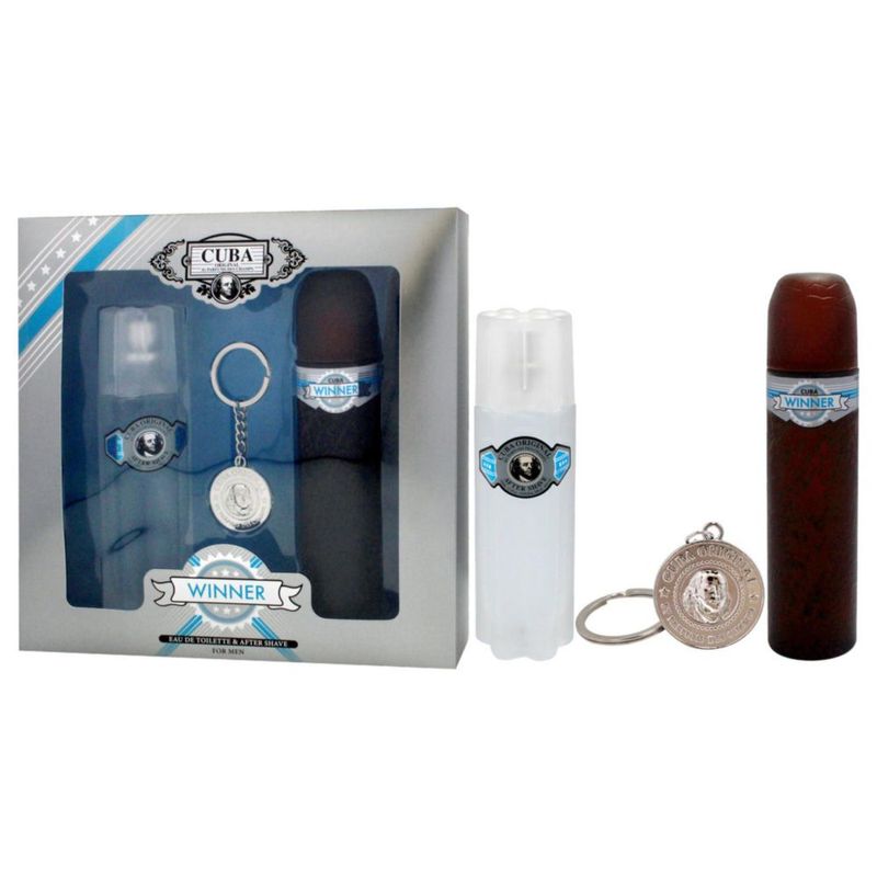 Perfume Cuba Winner para hombre en aerosol EDT de 100 ml y crema para después del afeitado de 100 ml