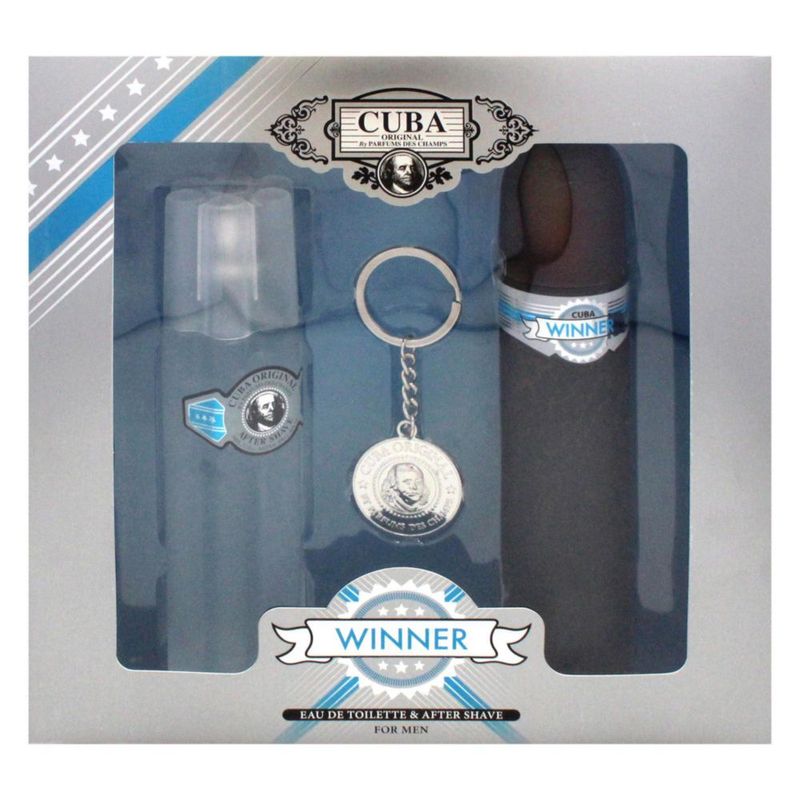 Perfume Cuba Winner para hombre en aerosol EDT de 100 ml y crema para después del afeitado de 100 ml