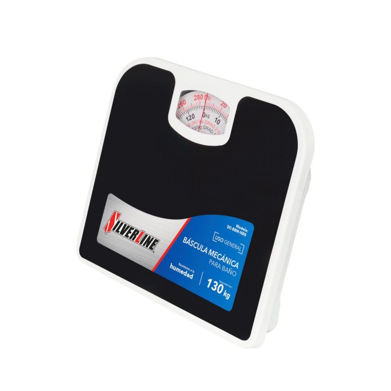 BASCULA MECANICA DE BAÑO SILVERLINE CAPACIDAD MAXIMA DE 125KG ANTIDERRAPANTE COLOR  NEGRO
