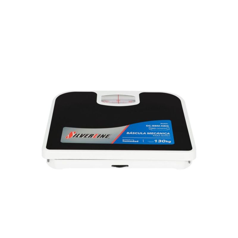 BASCULA MECANICA DE BAÑO SILVERLINE CAPACIDAD MAXIMA DE 125KG ANTIDERRAPANTE COLOR  NEGRO