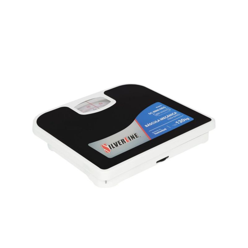 BASCULA MECANICA DE BAÑO SILVERLINE CAPACIDAD MAXIMA DE 125KG ANTIDERRAPANTE COLOR  NEGRO
