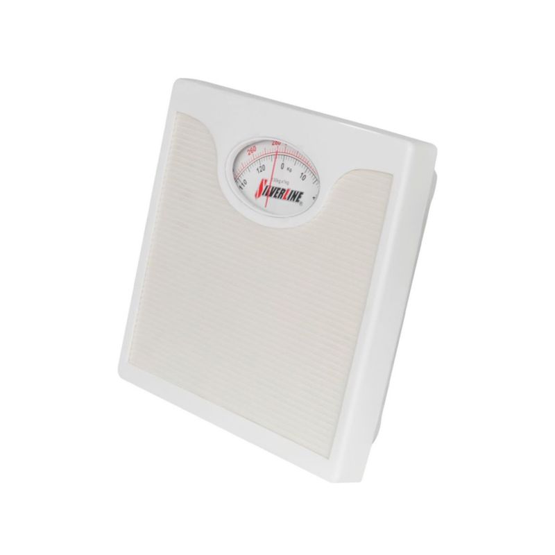 BASCULA MECANICA DE BAÑO SILVERLINE CAPACIDAD MAXIMA DE 125KG ANTIDERRAPANTE COLOR  BLANCO