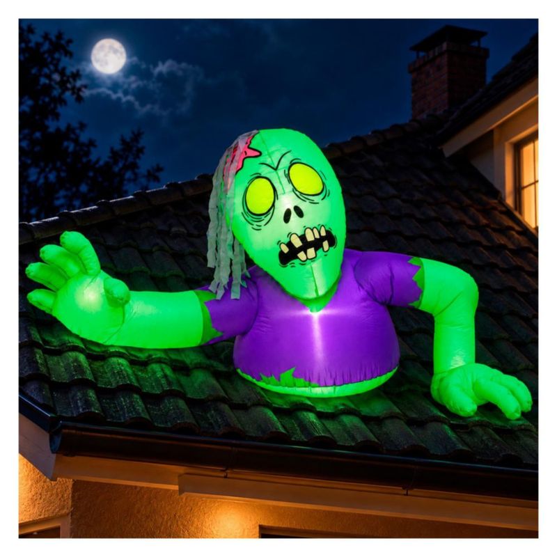 Inflable Halloween Zombie Gigante Emergente 140cm JARDIMEX con Luces LED Decoracion Terror para Exterior Jardin Patio Casa Fiesta Halloween