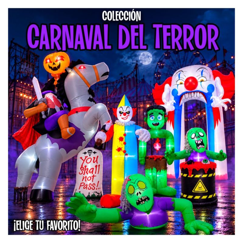 Inflable Halloween Zombie Gigante Emergente 140cm JARDIMEX con Luces LED Decoracion Terror para Exterior Jardin Patio Casa Fiesta Halloween