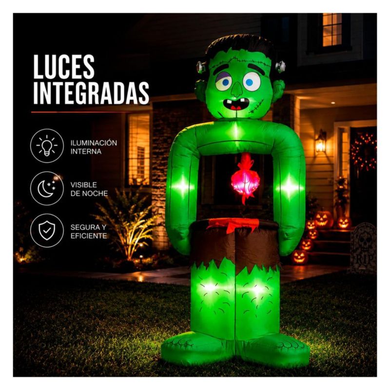 Inflable Halloween Bruja Gato Colgante Jardimex 2.43m Luz LED Techo Exterior Decoracion Terror Jardin Entrada Casa Fiesta Halloween