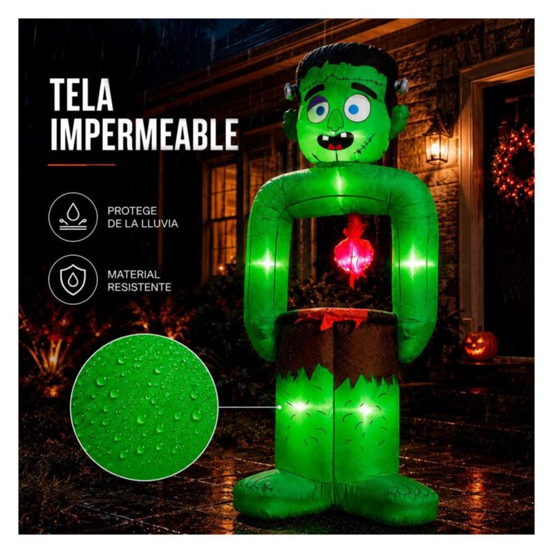 Inflable Halloween Bruja Gato Colgante Jardimex 2.43m Luz LED Techo Exterior Decoracion Terror Jardin Entrada Casa Fiesta Halloween