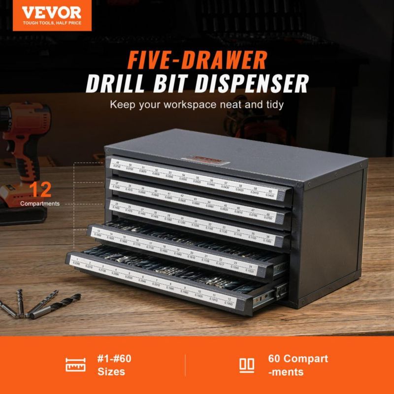 Organizador de Brocas VEVOR con 60 Compartimentos