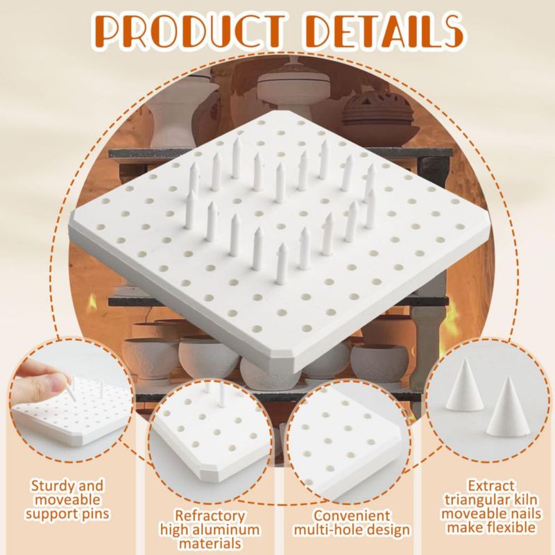 Placa refractaria Halandar 13 cm x 13 cm + 60 soportes + 5 clavos