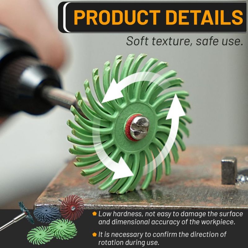 Kit de discos de cerdas radiales Junchamp 25 mm 76 piezas con eje 1/8 "