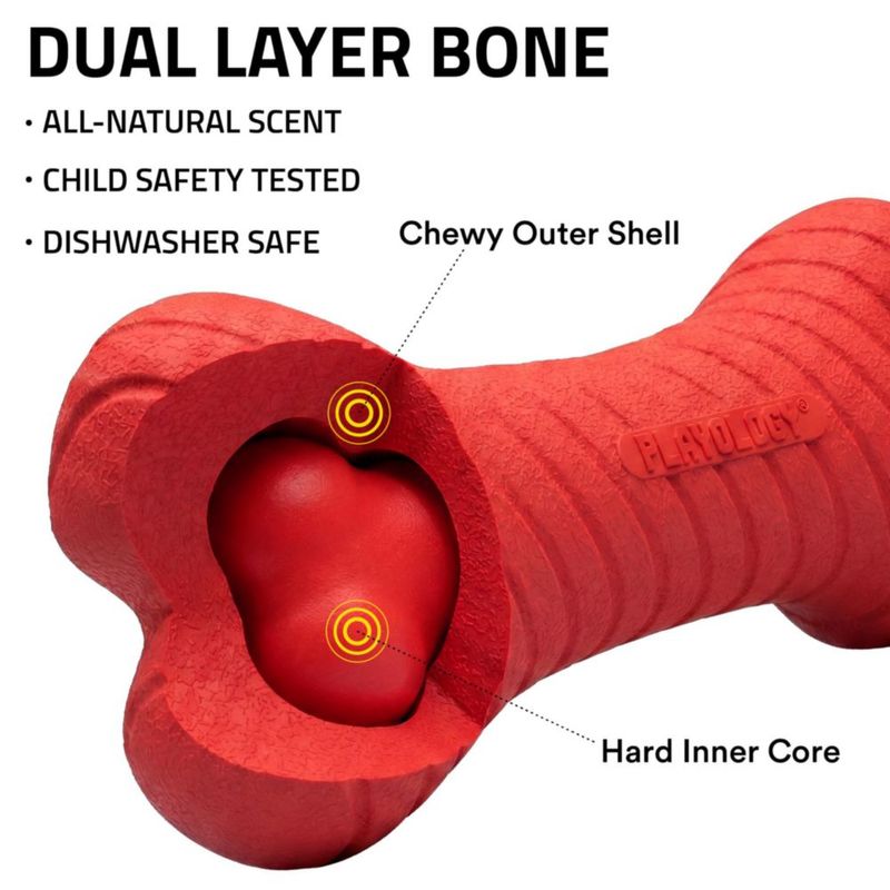Juguete de Hueso de Doble Capa Playology Mediano con Aroma a Carne de Res