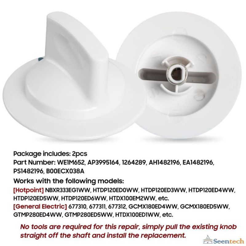 Perilla de temporizador para secadora Seentech WE1M652 (2 unidades)