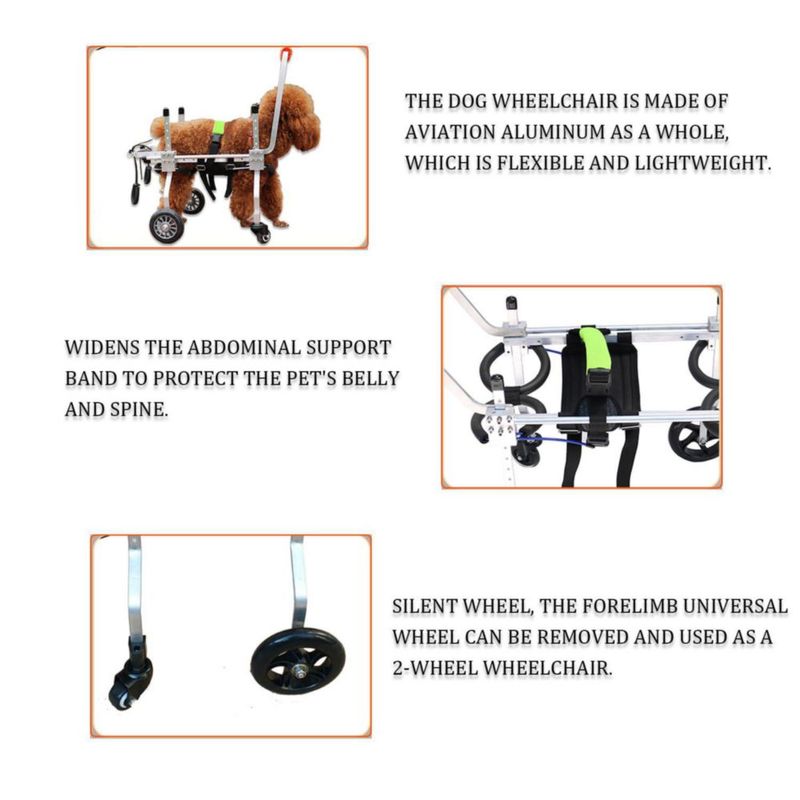 Silla de ruedas para perros RUIFAR de 4 ruedas ajustable (S)