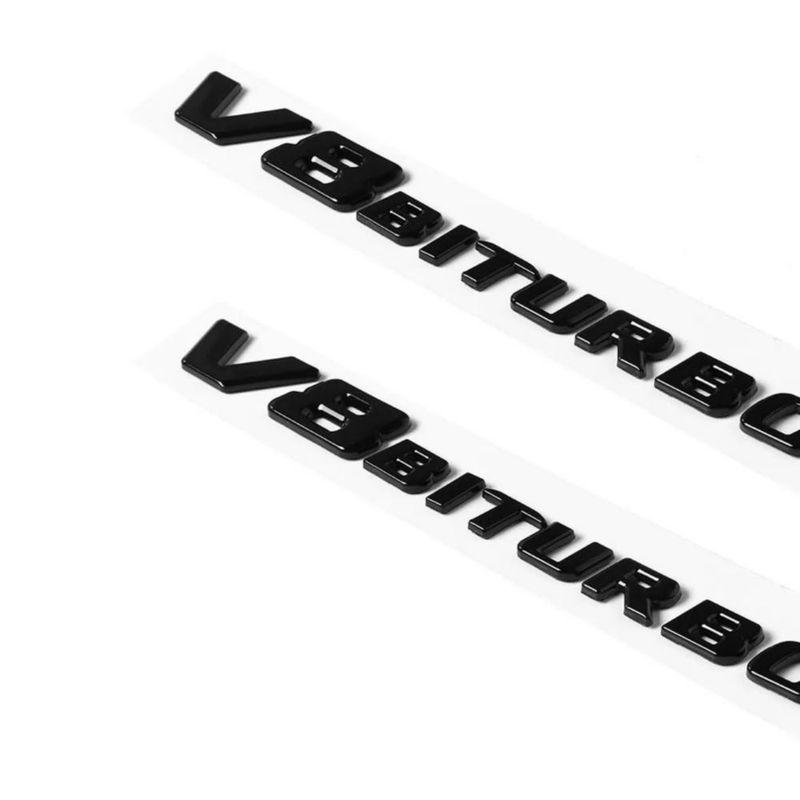 Emblema para vehículo coloralya V8 Biturbo Pack de 2 unidades negro brillante