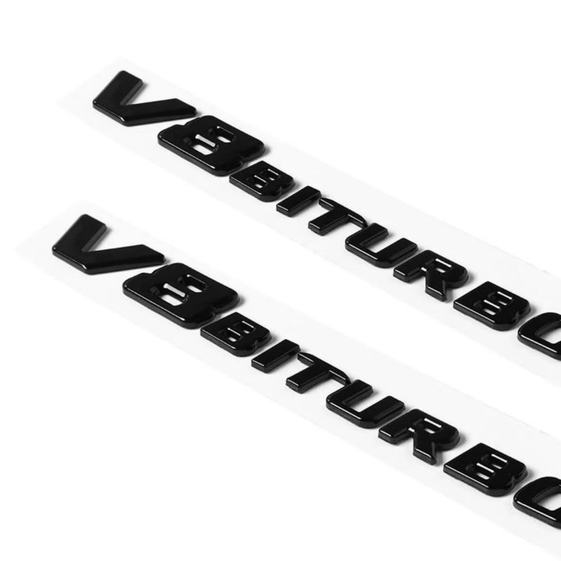 Emblema para vehículo coloralya V8 Biturbo Pack de 2 unidades negro brillante