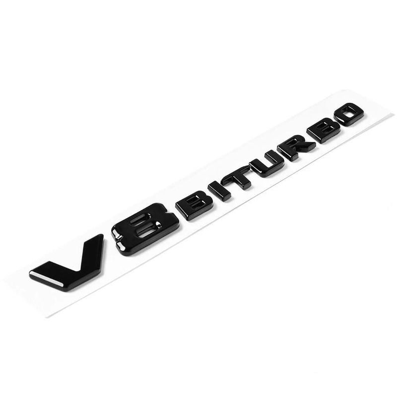 Emblema para vehículo coloralya V8 Biturbo Pack de 2 unidades negro brillante