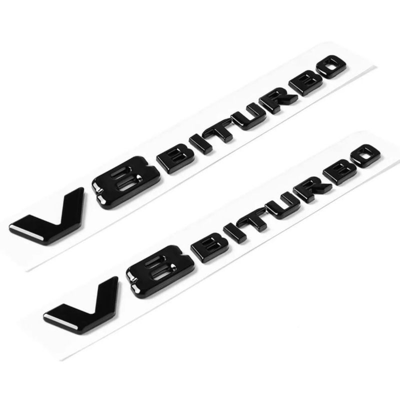 Emblema para vehículo coloralya V8 Biturbo Pack de 2 unidades negro brillante