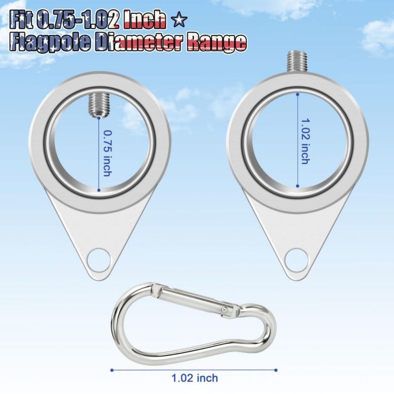 Aros para asta de bandera REERON 25 cm anti‑enrollamiento giro 360°