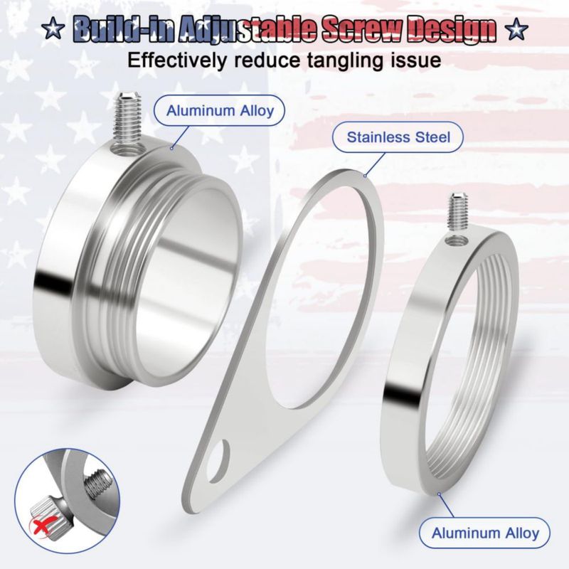 Aros para asta de bandera REERON 25 cm anti‑enrollamiento giro 360°