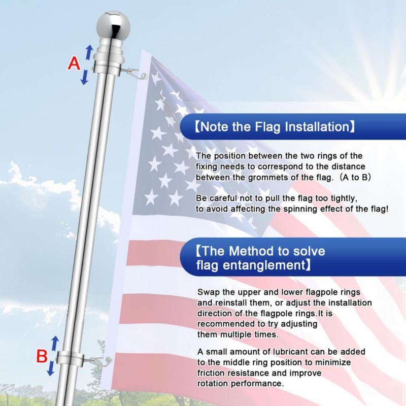 Aros para asta de bandera REERON 25 cm anti‑enrollamiento giro 360°