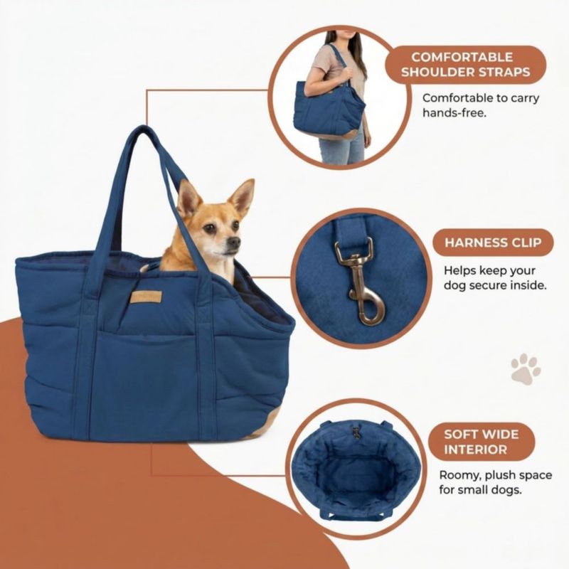Transportín NoblePup de Peluche Azul Oscuro para Perro Pequeño