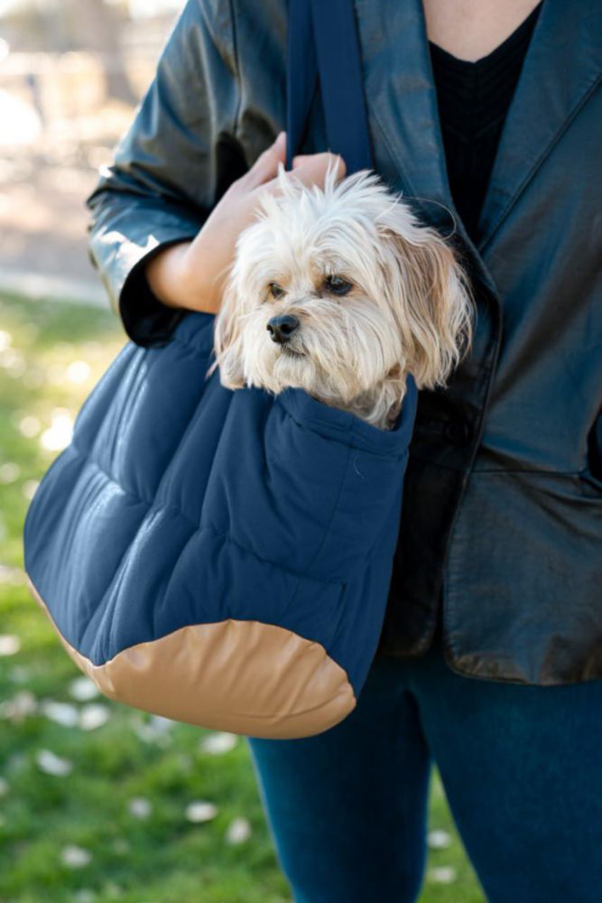 Transportín NoblePup de Peluche Azul Oscuro para Perro Pequeño