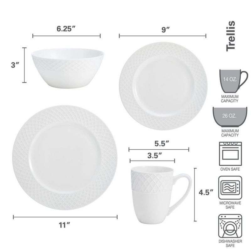 Juego de Vajilla Mikasa 16 Piezas de Porcelana de Hueso Blanca