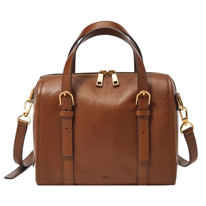 Bolso de mujer Fossil Carlie de cuero 25 cm marrón