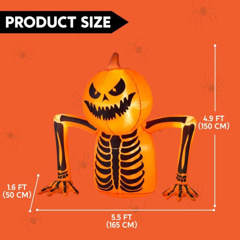 Inflable Joiedomi de 17 m con esqueleto de calabaza y luces LED