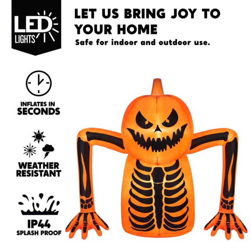 Inflable Joiedomi de 17 m con esqueleto de calabaza y luces LED