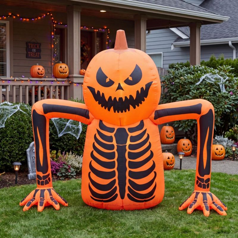 Inflable Joiedomi de 17 m con esqueleto de calabaza y luces LED