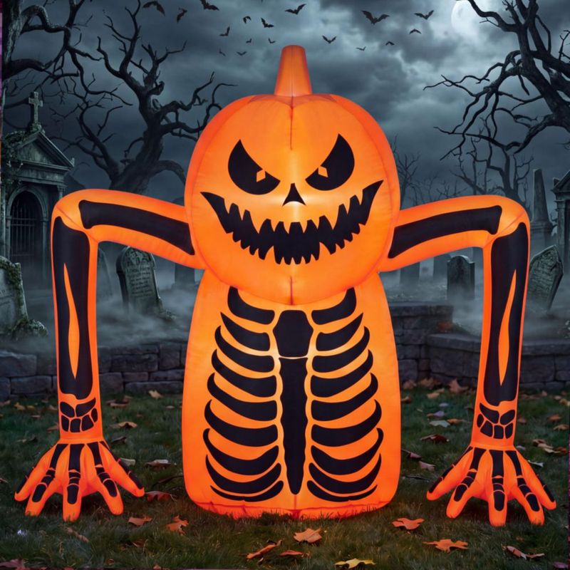 Inflable Joiedomi de 17 m con esqueleto de calabaza y luces LED