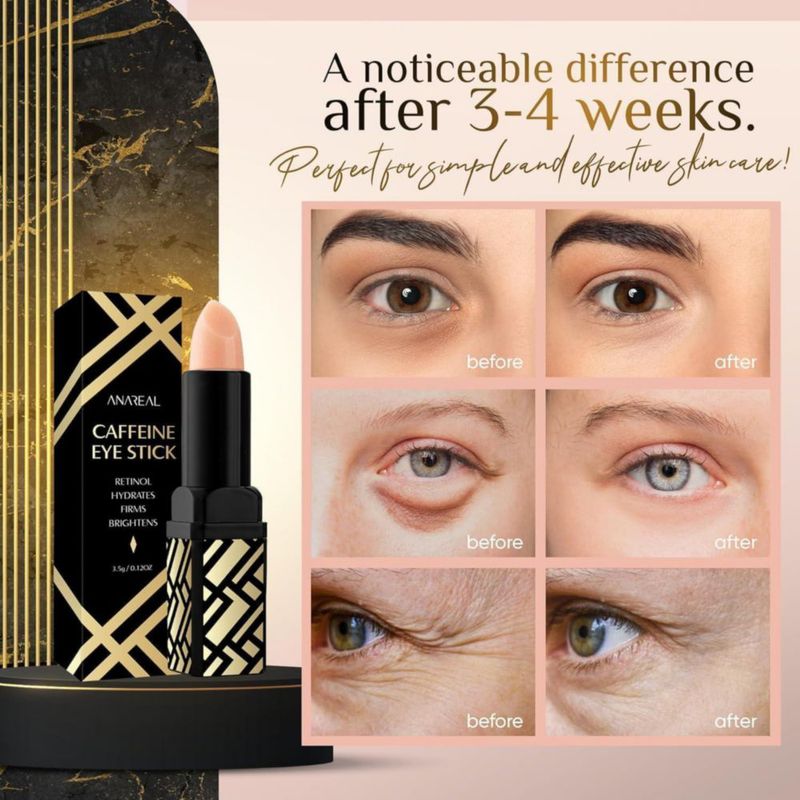 Bálsamo para Ojos ANAREAL Pack de 4 - Iluminador Hidratante con Cafeína