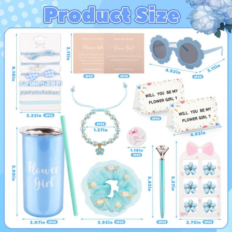 Set de Propuesta para Niña de los Pétalos Mhoel 40 piezas con coleteros – Azul