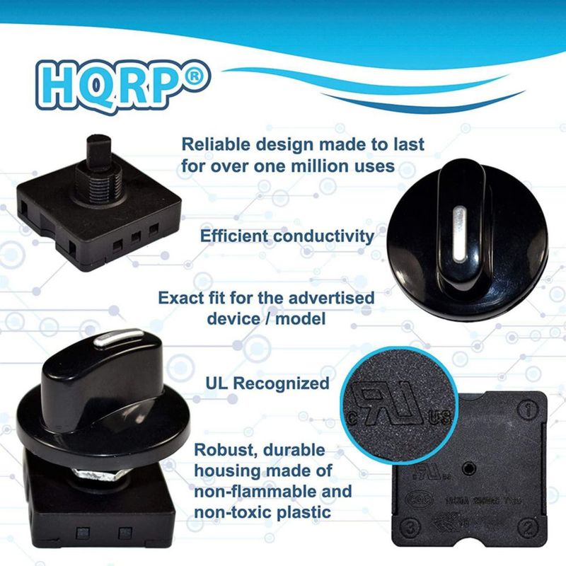 Interruptor giratorio HQRP de 4 posiciones y 3 velocidades 120V‑250V 10A