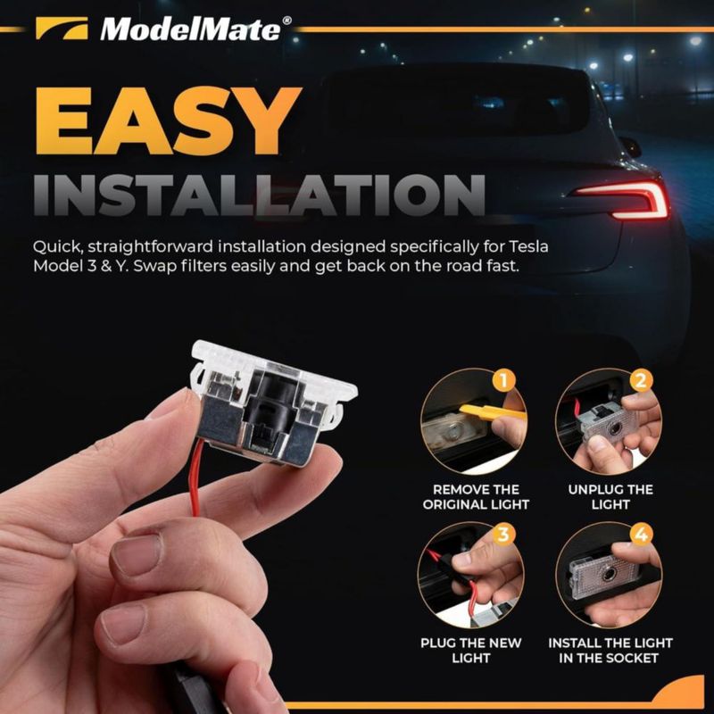 Luces de suelo ModelMate para Tesla – Pack de 4 LED con logotipo