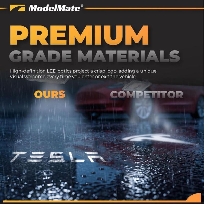 Luces de suelo ModelMate para Tesla – Pack de 4 LED con logotipo