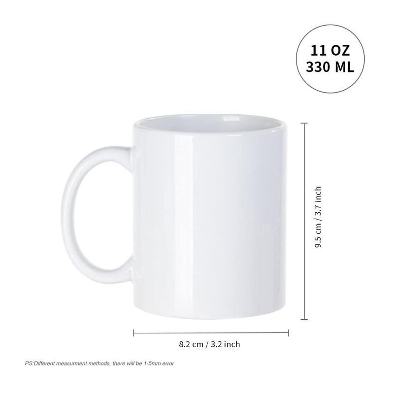 PYD Life Pack de 36 Tazas en Blanco para Sublimación de 11 OZ Cerámica a Granel