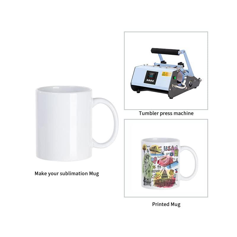 PYD Life Pack de 36 Tazas en Blanco para Sublimación de 11 OZ Cerámica a Granel