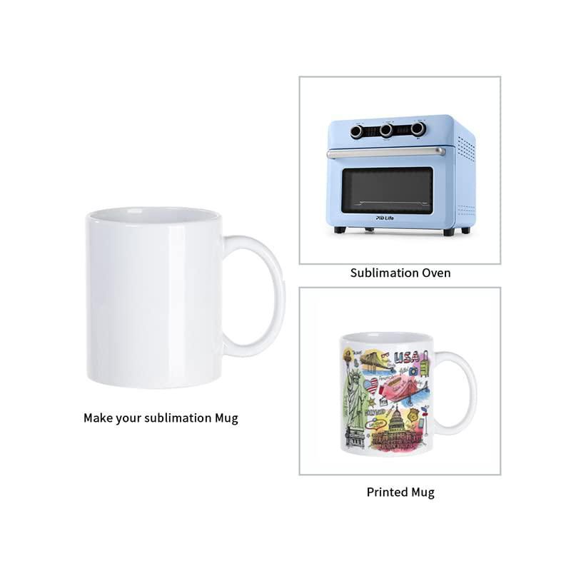 PYD Life Pack de 36 Tazas en Blanco para Sublimación de 11 OZ Cerámica a Granel