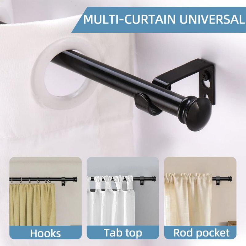 CorkLatta Barras de Cortina Negras para Ventanas de 30 a 45 Pulgadas con Soportes Barra Decorativa de Diámetro 5/8 Pulgada para Ventana Única Divisor
