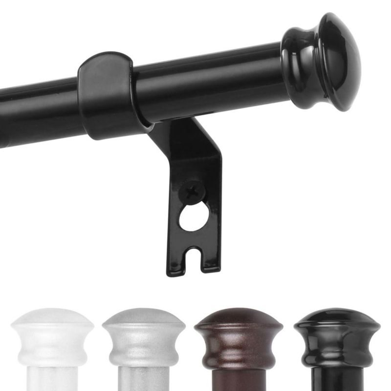 CorkLatta Barras de Cortina Negras para Ventanas de 30 a 45 Pulgadas con Soportes Barra Decorativa de Diámetro 5/8 Pulgada para Ventana Única Divisor