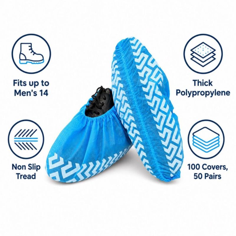 Cubiertas desechables para zapatos Buena Goods XL paquete de 100 antideslizantes color azul