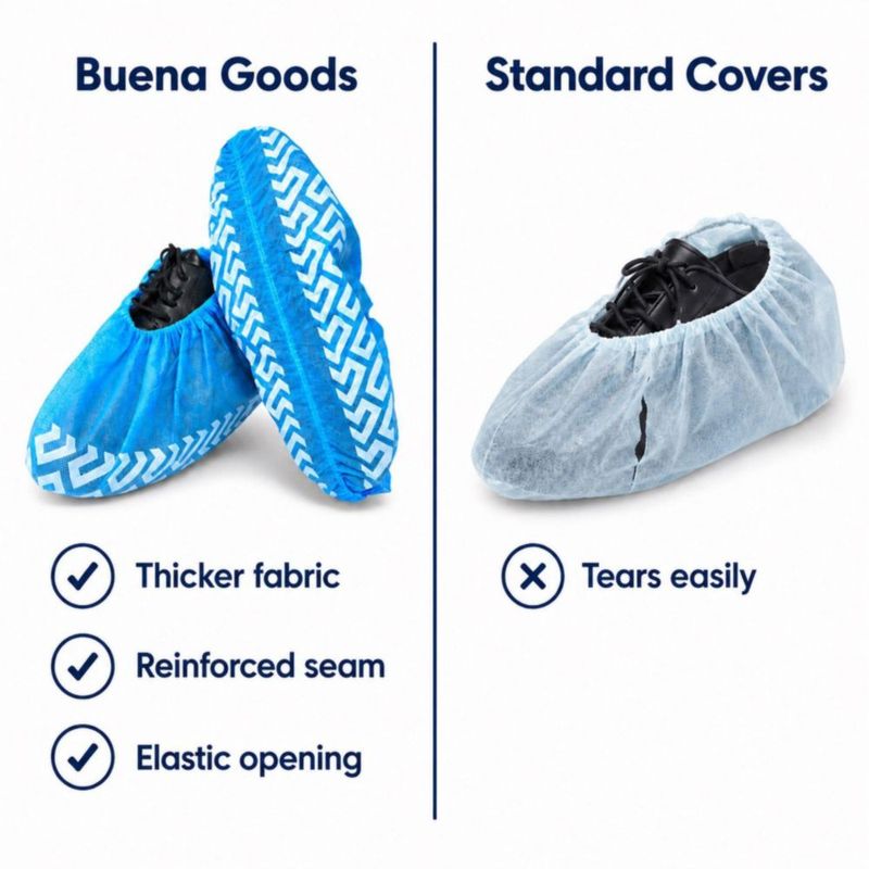 Cubiertas desechables para zapatos Buena Goods XL paquete de 100 antideslizantes color azul
