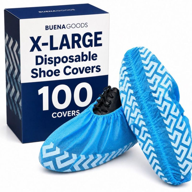 Cubiertas desechables para zapatos Buena Goods XL paquete de 100 antideslizantes color azul