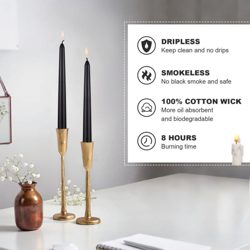 Velas cónicas negras Ksefsy 25 cm pack de 6 sin goteo